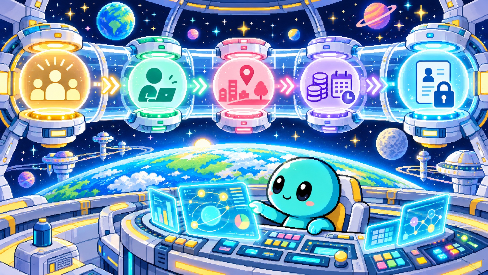 医療機関の採用情報を5つの確認装置で整える角のないドット絵エイリアン
